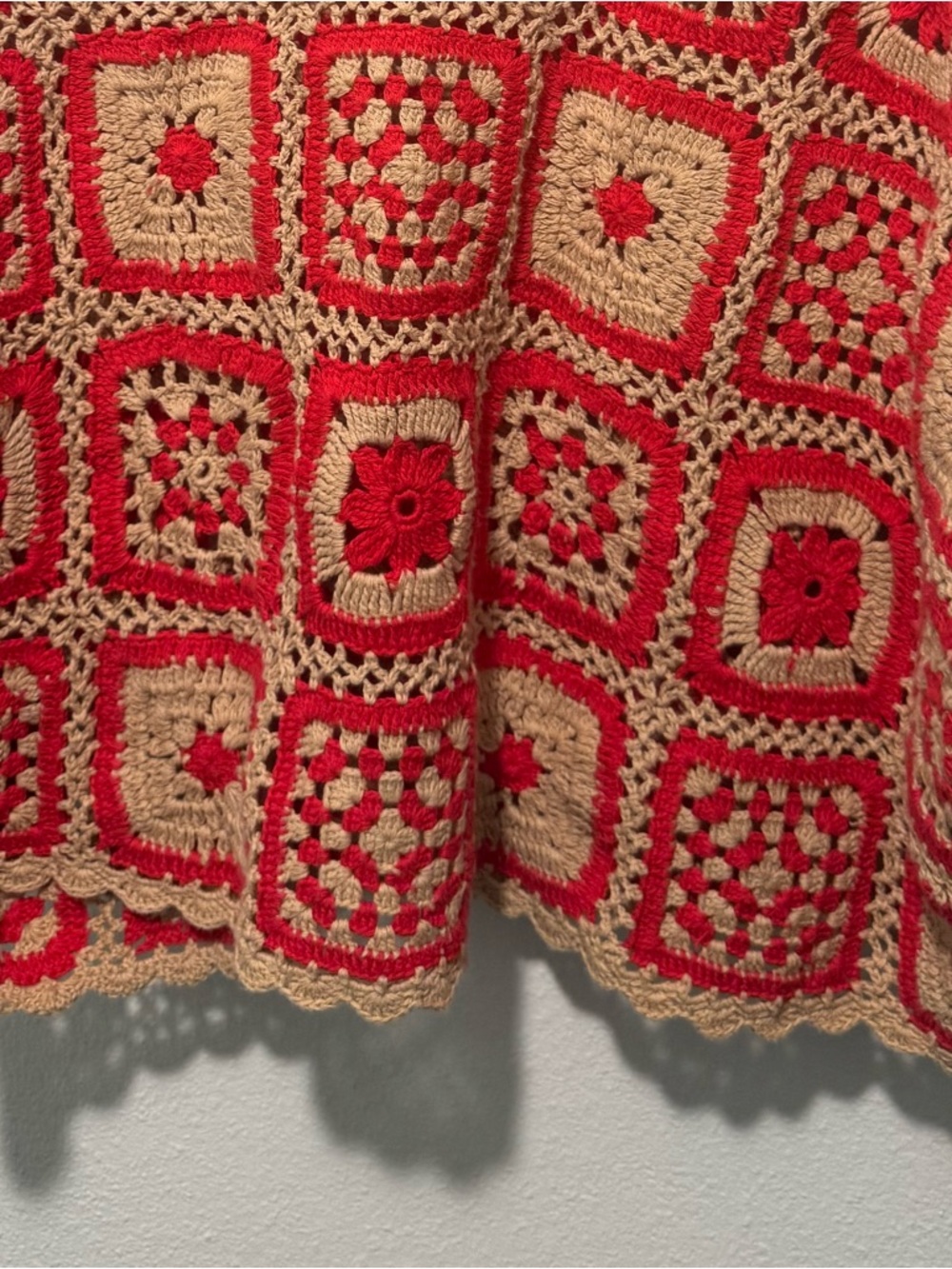 MINKPINK Red and Cream Crochet Square Top - Picture 4 of 9